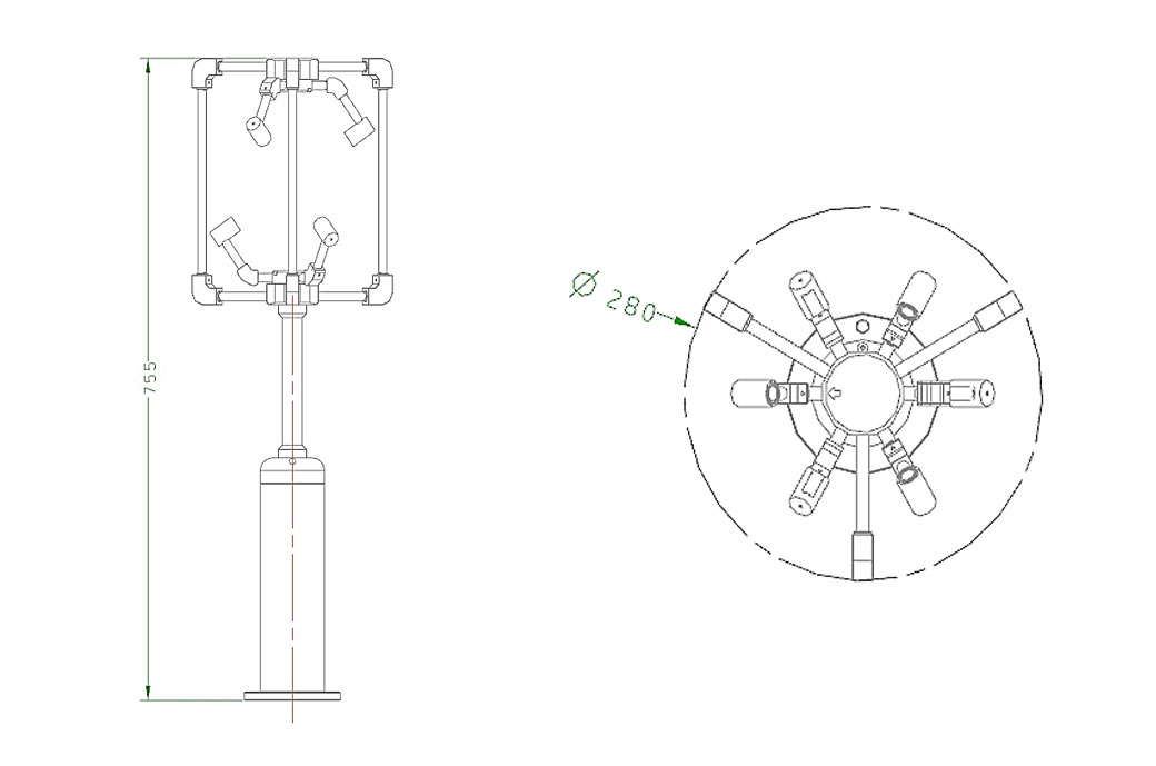 Estructura del anemómetro ultrasónico 3D (tamaño jpg)